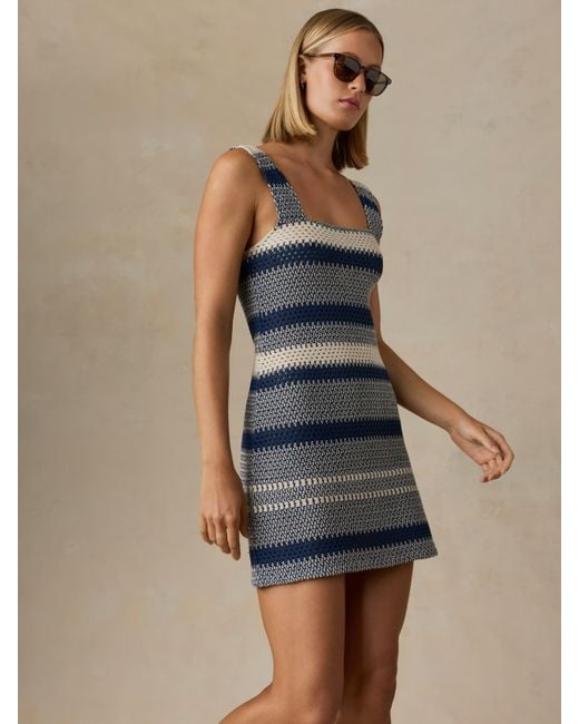 Faherty Brand Blue Seacoast Crochet Dress
