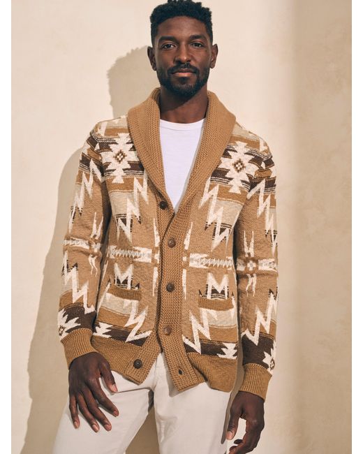 Faherty Doug Good Feather Cardigan in Brown for Men | Lyst Canada