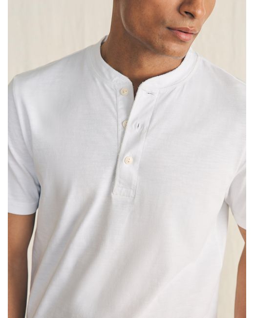 Faherty Brand White Short-sleeve Sunwashed Henley T-shirt for men