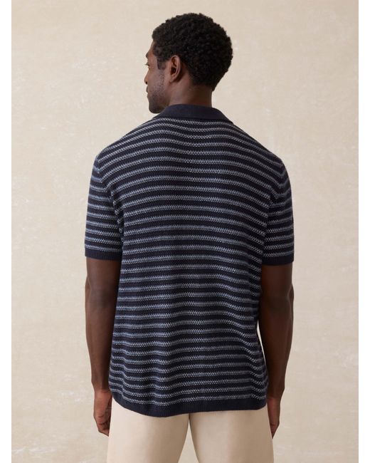 Faherty Brand Blue Short-Sleeve Sweater Shirt (Tall) for men