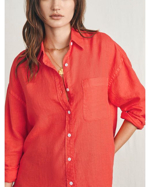 Faherty Brand Red Laguna Linen Relaxed Shirt