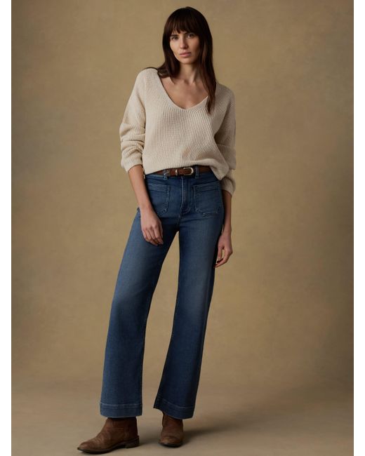 Faherty Brand Blue Miramar Linen Deep V-Neck Sweater
