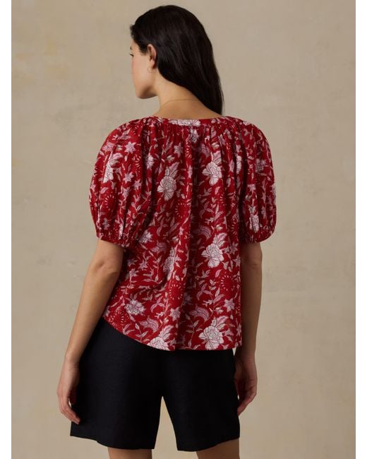 Faherty Brand Red Voile Lettie Top