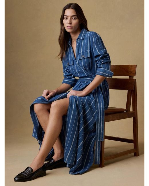 Faherty Brand Blue Island Tide Julia Wrap Dress