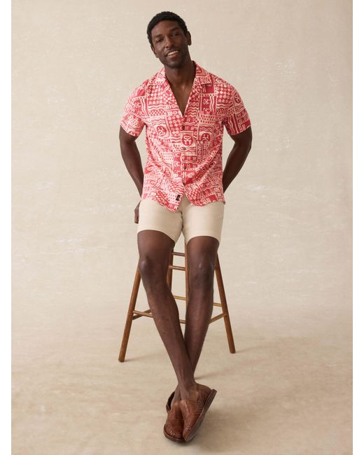 Faherty Brand Pink Surf Ghana Short-Sleeve Breeze Camp Shirt for men