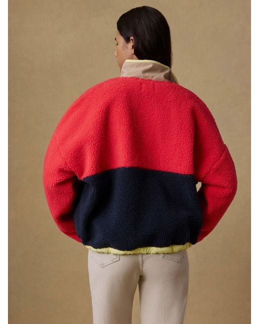 Faherty Brand Red Fireside Fleece Jacket