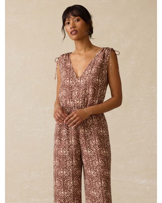 Faherty Brand Natural Jules Linen Jumpsuit