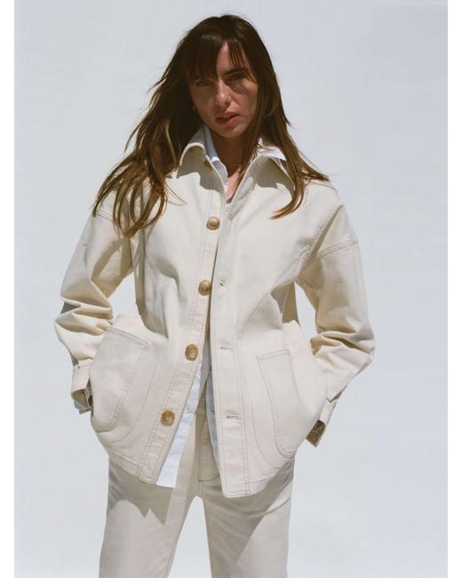 Faherty Brand White Sunwashed Canvas Chore Jacket