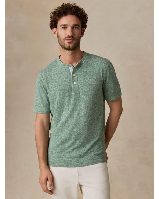 Faherty Brand Green Short-Sleeve Breeze Henley T-Shirt for men