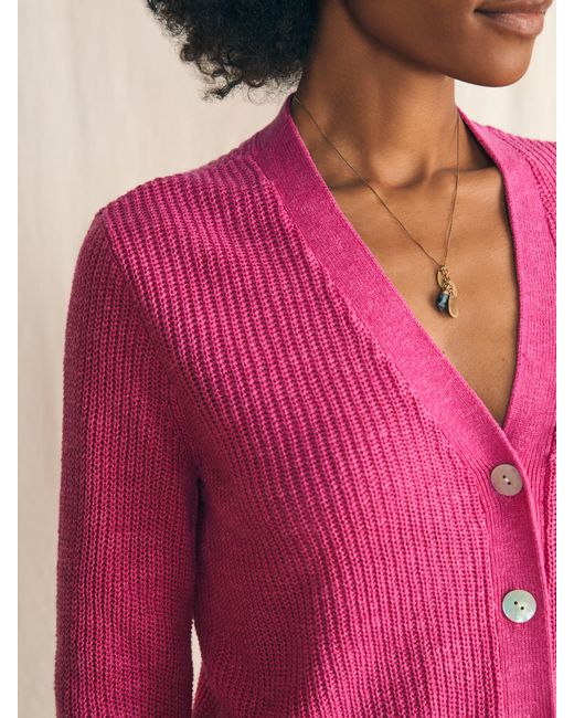 Faherty Brand Pink Miramar Linen Cardigan