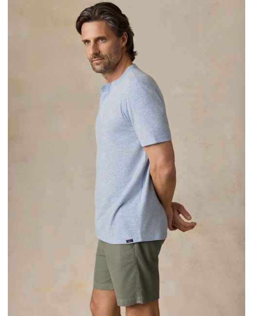 Faherty Brand Blue Short-Sleeve Breeze Henley T-Shirt for men
