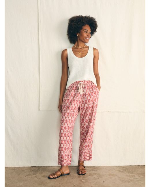 Faherty Brand Pink Pacific Beach Linen Pants