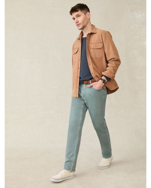 Faherty Brand Blue Stretch Terry 5-Pocket Pants for men