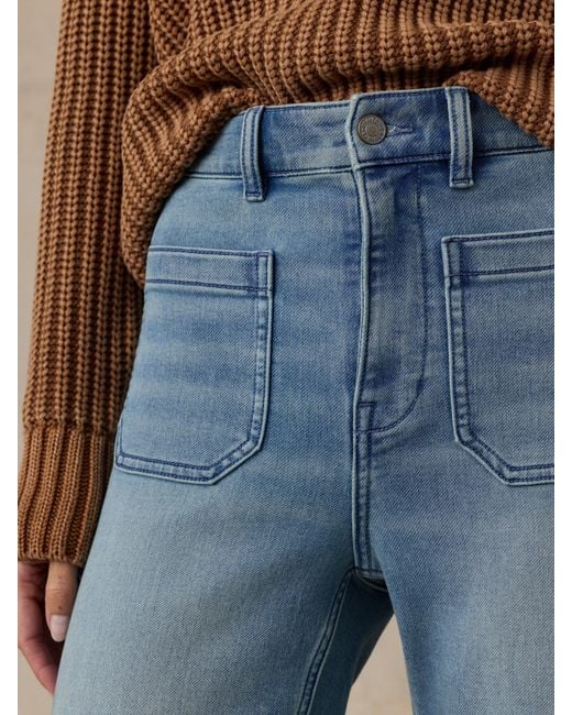 Faherty Brand Blue Stretch Terry Patch Pocket Ankle Pants