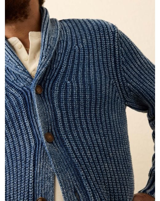 Faherty Brand Blue Chunky Cardigan for men