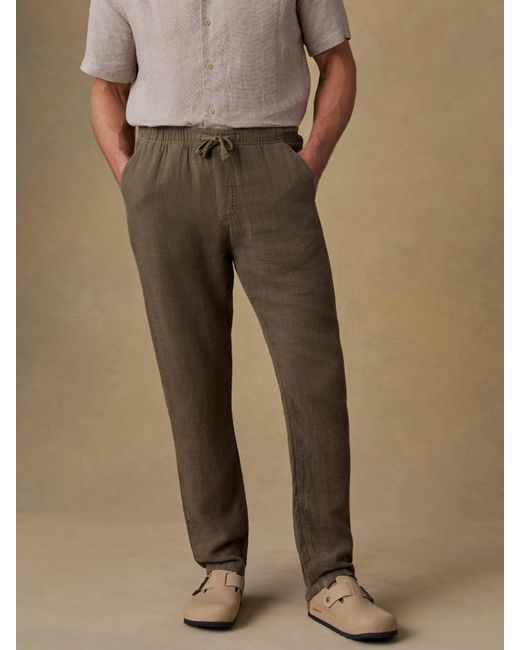 Faherty Brand Brown Linen Drawstring Pants for men