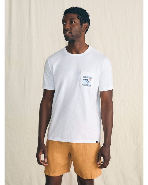 Faherty Brand White Short-Sleeve Surfrider Sunwashed Pocket T-Shirt for men