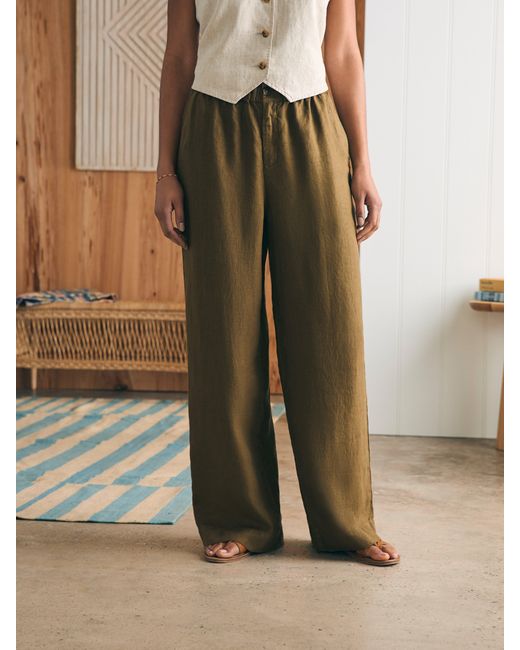 Faherty Brand Green Monterey Linen Pants