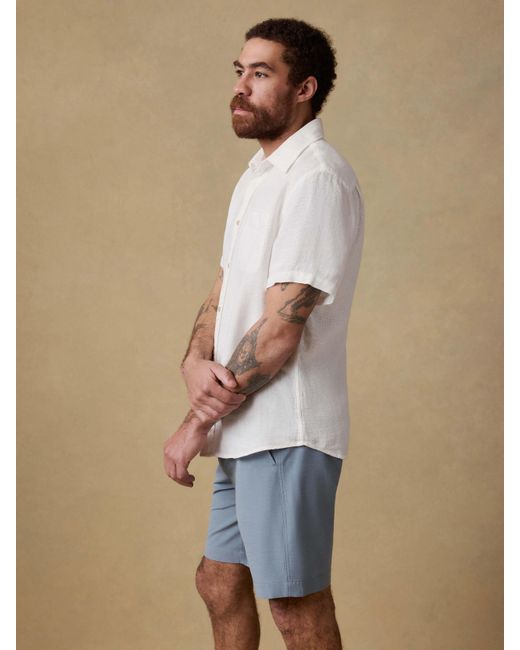Faherty Brand White Short-Sleeve Palma Linen Shirt for men