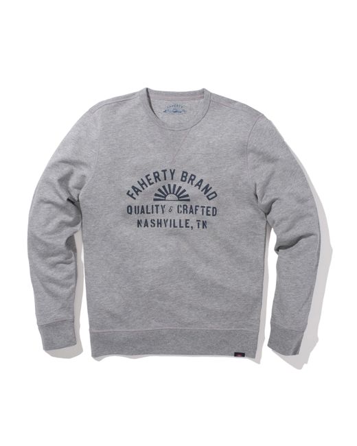 Faherty Brand Gray Nashville Long-sleeve Terry Crewneck T-shirt for men