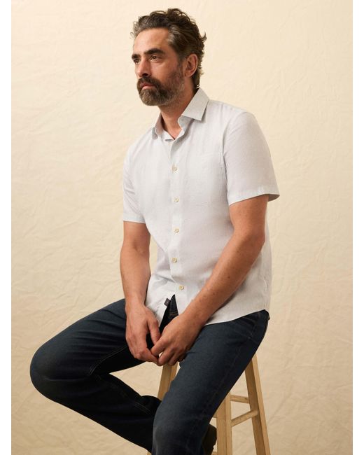 Faherty Brand Blue Short-Sleeve Movement&Trade; Monterey Shirt for men