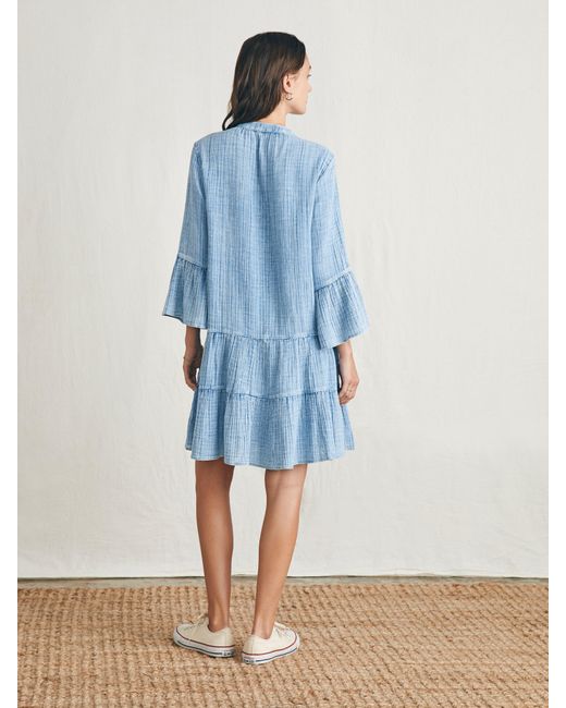 Faherty Brand Blue Dream Cotton Gauze Kasey Dress