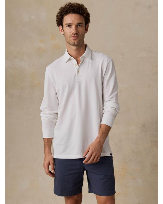 Faherty Brand Natural Long-Sleeve Sunwashed Pique Polo Shirt for men