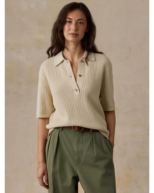 Faherty Brand Natural Miramar Linen Short-Sleeve Polo