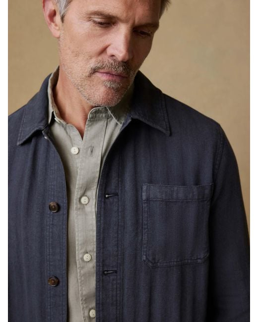 Faherty Brand Blue Herringbone Studio Jacket for men