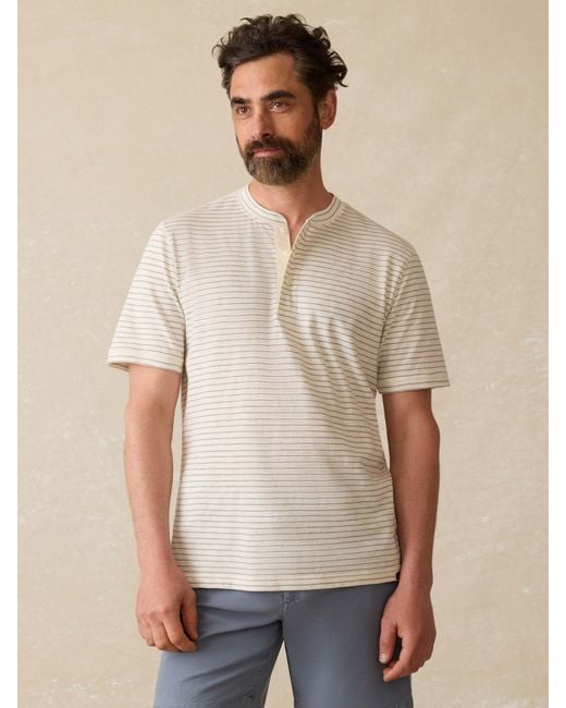 Faherty Brand Natural Short-Sleeve Sunwashed Henley T-Shirt for men