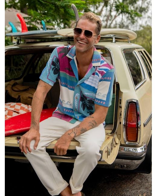 Faherty Brand Multicolor Short-Sleeve Cabana Towel Terry Shirt for men