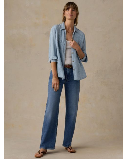 Faherty Brand Blue Tried & True Chambray Classic Shirt