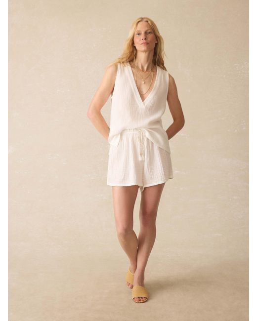 Faherty Brand Natural Dune Cotton Gauze Sleeveless Popover