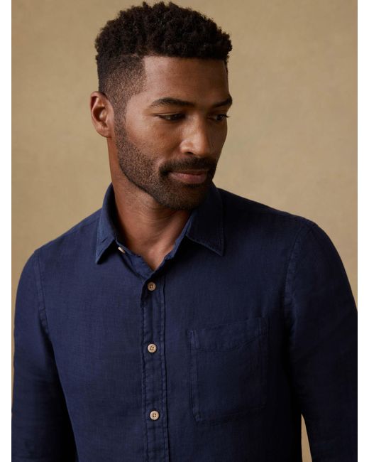 Faherty Brand Blue Laguna Linen Shirt for men