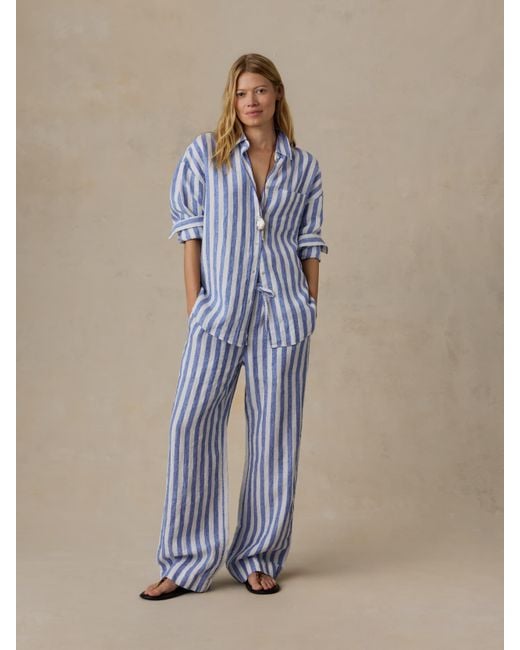 Faherty Brand Blue Laidback Linen Pants