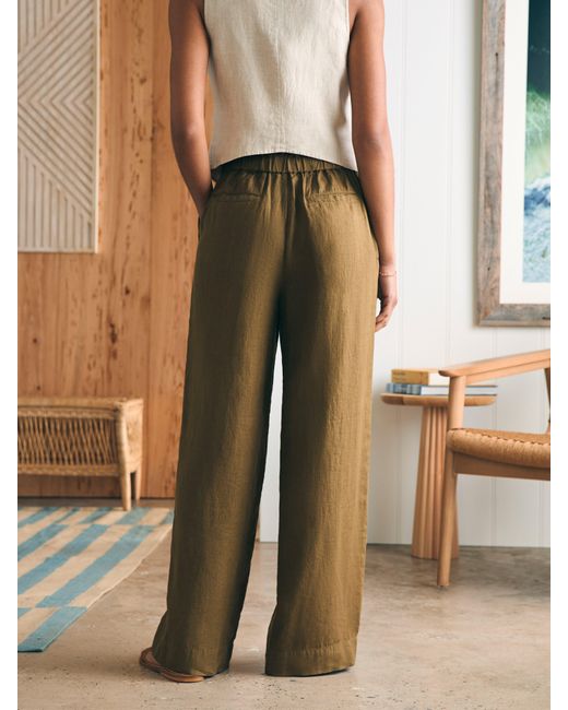 Faherty Brand Green Monterey Linen Pants