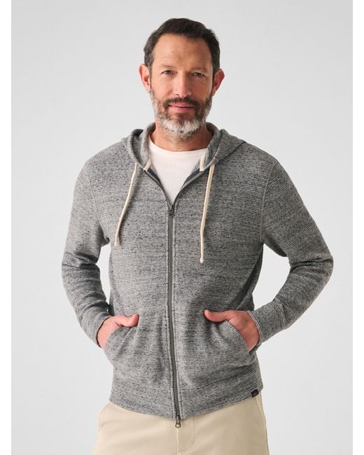 Faherty Brand Gray Surf Waffle Zip Hoodie for men