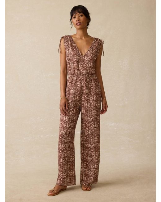 Faherty Brand Natural Jules Linen Jumpsuit