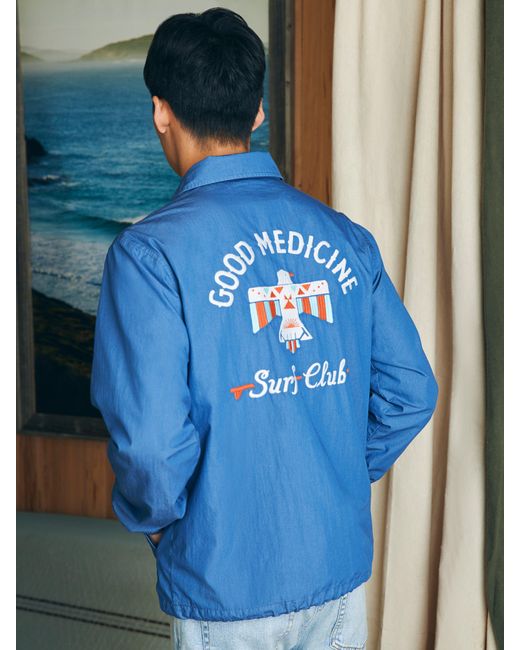 Faherty Brand Blue Steven Paul Judd Good Medicine Sunwashed Coaches Jacket for men