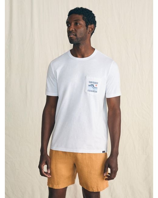 Faherty Brand White Short-sleeve Surfrider Sunwashed Pocket T-shirt for men