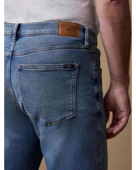 Faherty Brand Blue Stretch Terry 5-Pocket Pants for men
