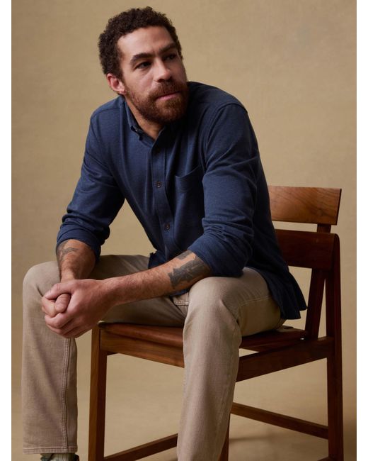 Faherty Brand Blue Coastline Knit Shirt for men