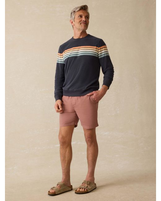 Faherty Brand Blue Cabana Towel Terry Crewneck T-Shirt for men