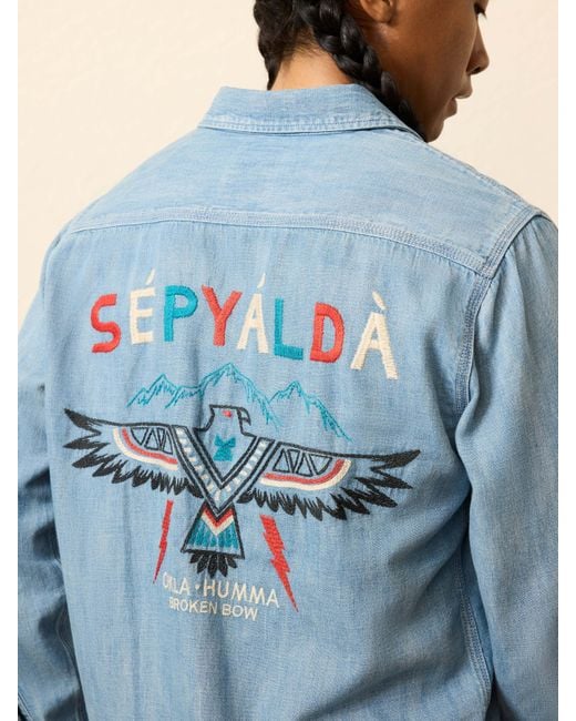 Faherty Brand Blue Steven Paul Judd Thunderbird Denim Workshirt for men