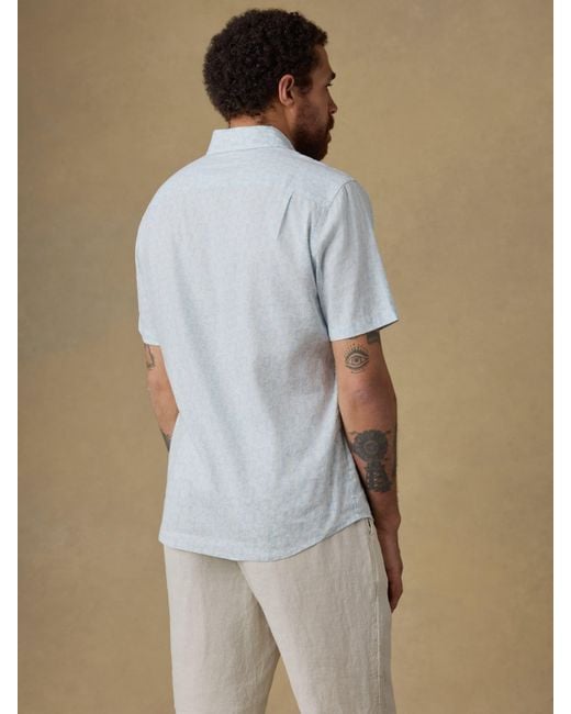 Faherty Brand Blue Short-Sleeve Breeze Shirt for men