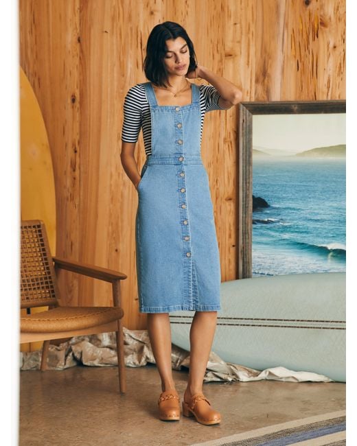 Faherty Brand Blue Organic Cotton Denim Remi Dress