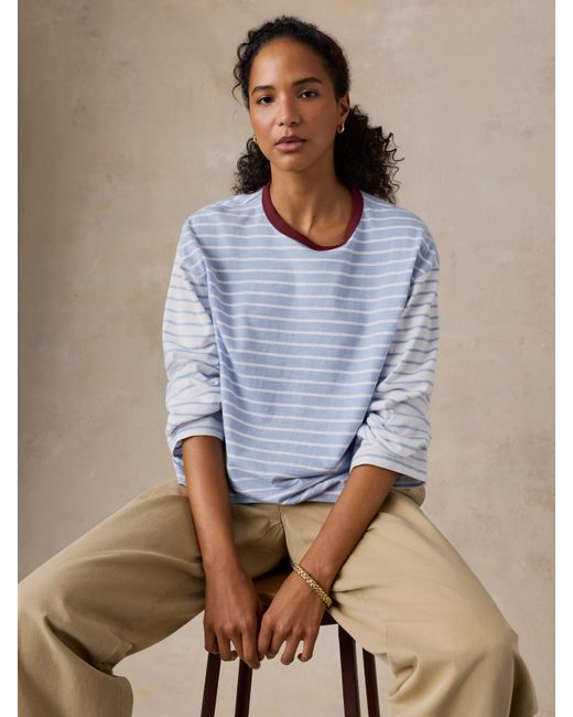 Faherty Brand Blue Sunwashed Long-Sleeve Retro T-Shirt