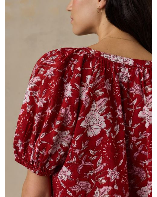 Faherty Brand Red Voile Lettie Top