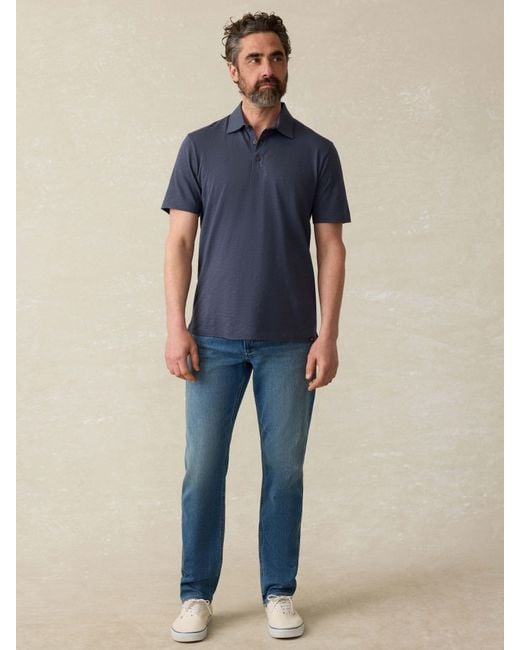 Faherty Brand Blue Sunwashed T-Shirt Polo for men