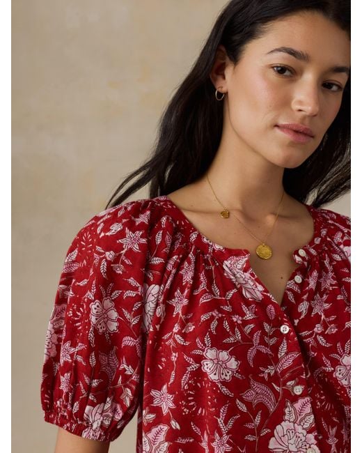 Faherty Brand Red Voile Lettie Top